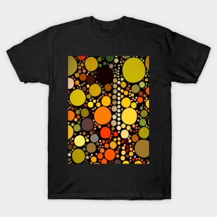 1980s  retro autumn brown green orange geometric polka dots T-Shirt